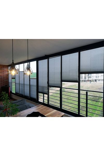 Orlenda Adhesive System Glass Balcony Curtain Pleated Curtain