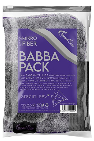 SmartBee Babbapack Mikrofiber Oto Yıkama Paketi - Koyu Gri