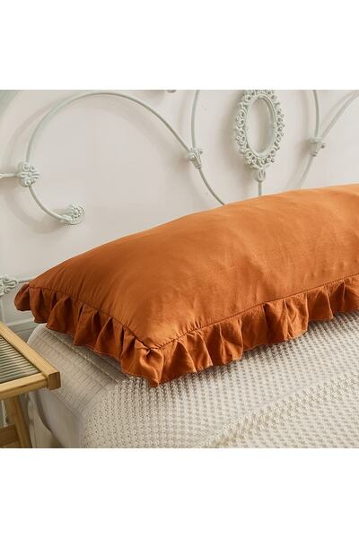 Tinybabyconcept Natural Cotton Cinnamon Long Pillow Case Ruffle Edge Decor Pregnant Pillow 50x135 Cm