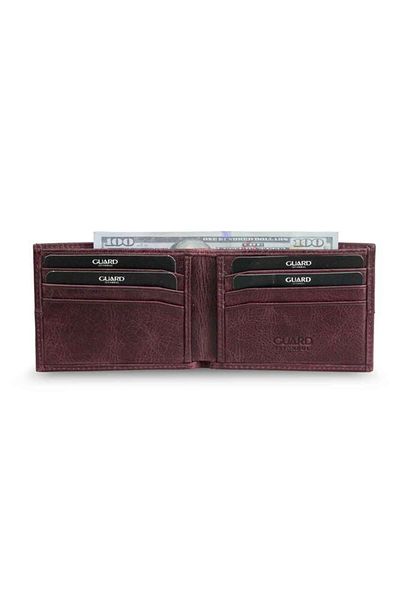 GUARD Antique Claret Red Slim Classic Leather Men's Wallet
