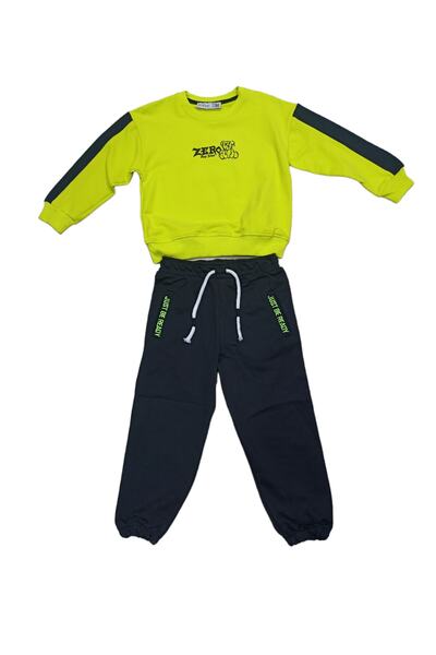 İrem Çocuk Giyim Boy's Double Sided Teddy Bear Patterned Tracksuit Set