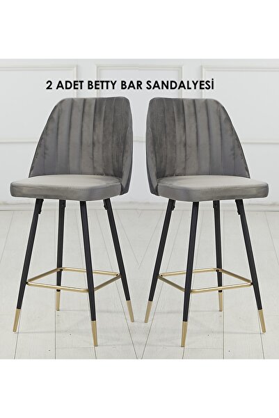 Pİ MOBİLYA 2 Adet Betty Ada Mutfak Ve Bar Sandalyesi - Silinebilir Babyface K...