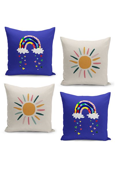 Filamente 4-Piece Digital Printed Throw Pillow Cover Set for Children Baby