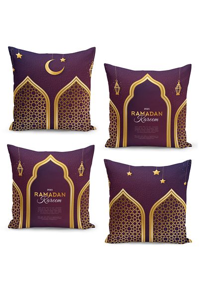 Filamente Set de 4 huse de pernă Ramadan cu model special imprimat digital pe două fețe