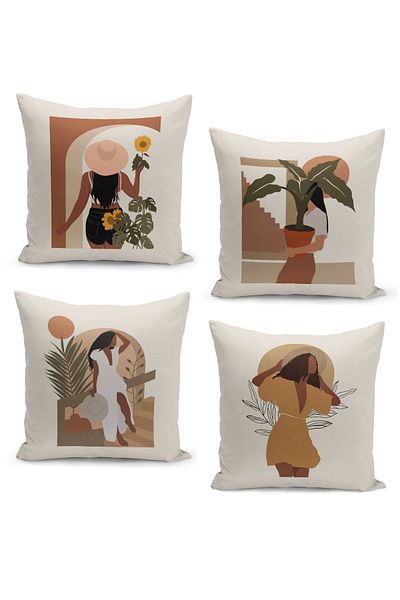 Filamente Set of 4 Throw Pillow Cases, Double Sided Digital Printed