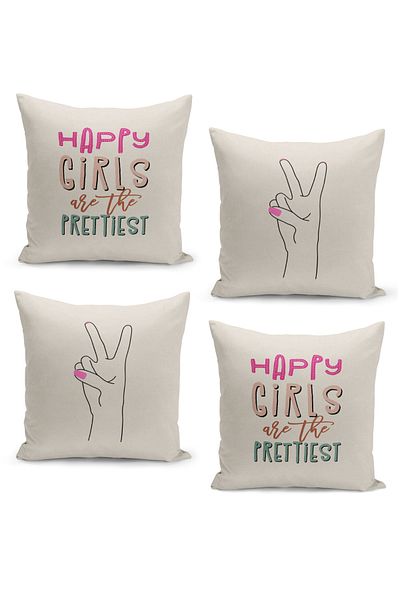 Filamente 4-Piece Throw Pillow Cover Set Kids Baby Room Digital Printed