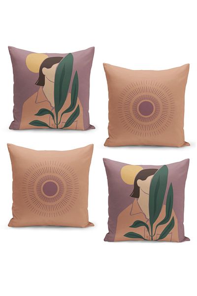 Filamente Double Sided Digital Printed 4-Piece Throw Pillow Cover Set