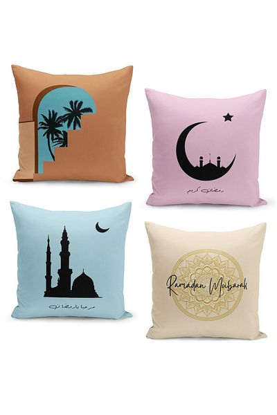 Filamente Set de huse de pernă cu model special Ramadan din 4 piese - imprimate digital pe două fețe