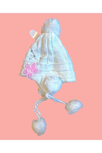 Pink Hippo Kids В'язана шапка з вушками, хутряним помпоном і деталями для дівчаток 4-10 років