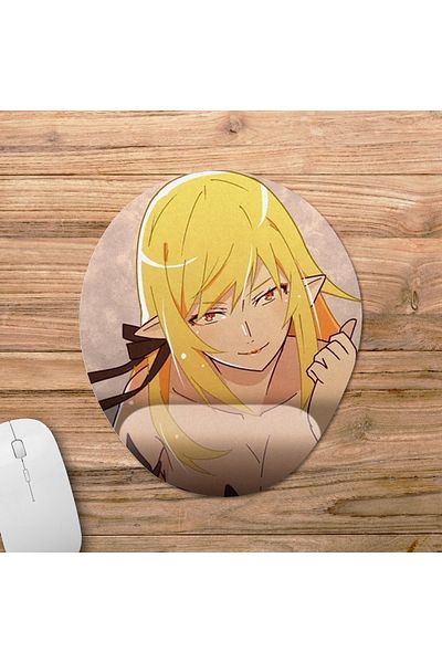 Pixxa Monogatari - Shinobu Oshino - Kiss-shot نموذج لوحة الماوس مع دعم المعصم - 2 بيضاوي