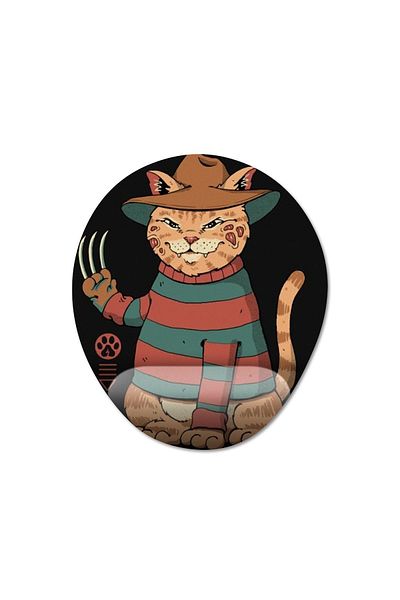 Pixxa نموذج لوحة الماوس لدعم المعصم من Elm Street Cat Freddy - بيضاوي واحد