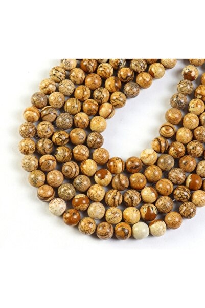 RLX BUJİTERİ Doğal Taş Kahverengi Ahşap Jasper - 8 Mm Takı Yapım