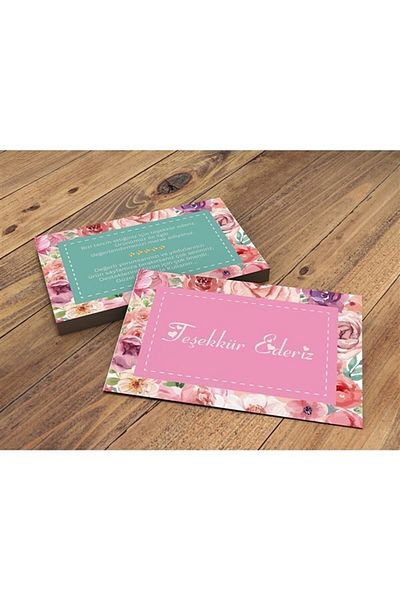 anka design Thank You Card Double Sided Printing Cellophane -8- (8x5cm) 350gr Coated- 25 Pieces
