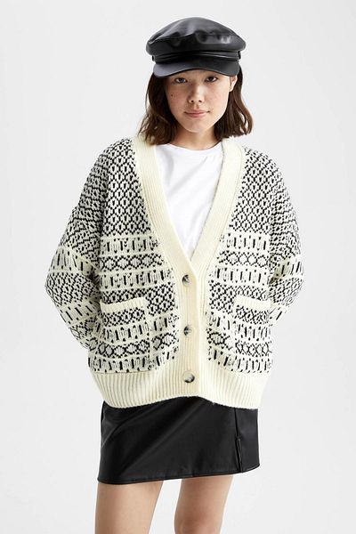 DeFacto Oversize Fit V-nyakú kardigán