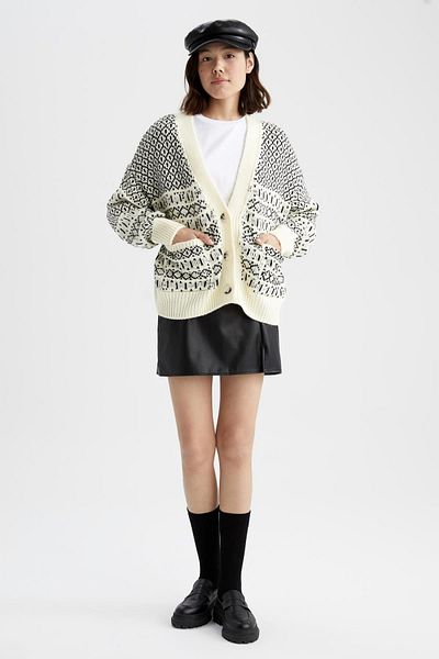 DeFacto Oversize Fit V-nyakú kardigán