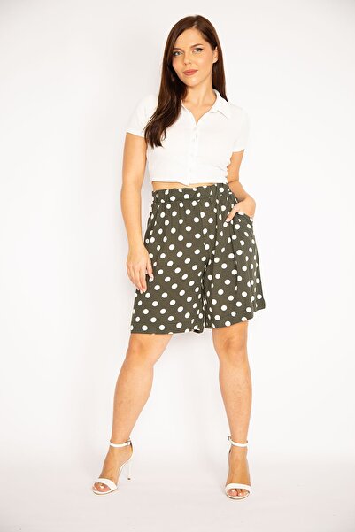 Şans Plus Size Shorts & Bermuda - Khaki - Normal Waist