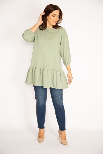 Şans Γυναικείο Μεγάλο Μέγεθος Πράσινο Μανίκι Κάπρι 65n34933