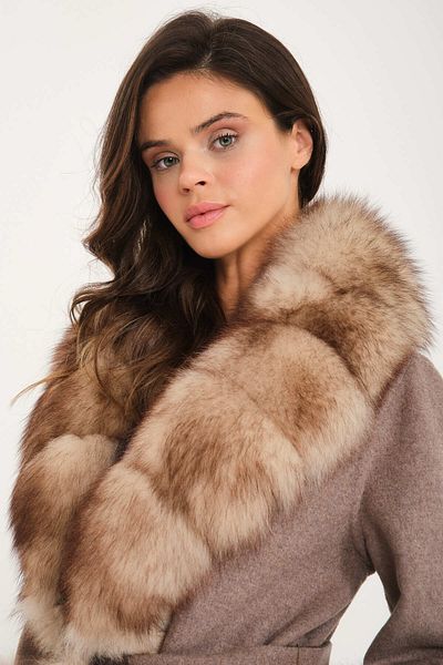 Milano Calvino Sultan Fur Alpaca Coat (Latte Beige)