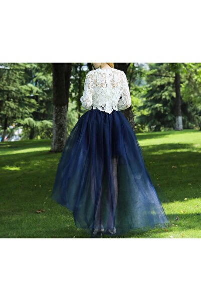 NSM Navy Blue Travel Parties Casual φούστα χορού Ελαστική μέση μπροστά Κοντή ...