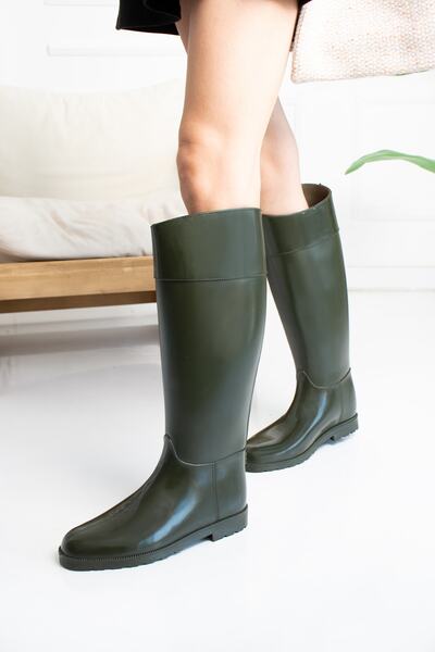 wolk shoes Γυναικείες μπότες βροχής αδιάβροχες χακί χρώματος