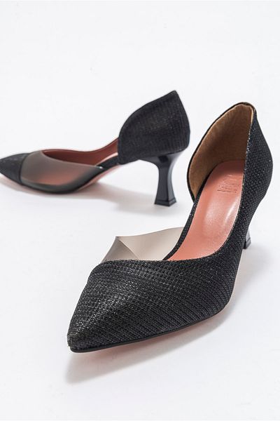 LuviShoes 353 Pantofi de damă cu toc argintiu negru