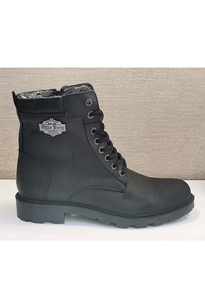 White World 763 Ανδρικές μαύρες γούνινες μπότες Thermo