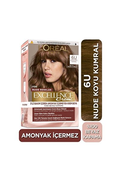 L'Oreal Paris Excellence Creme Nude Renkler Saç Boyası – 6u Nude Koyu Kumral ...
