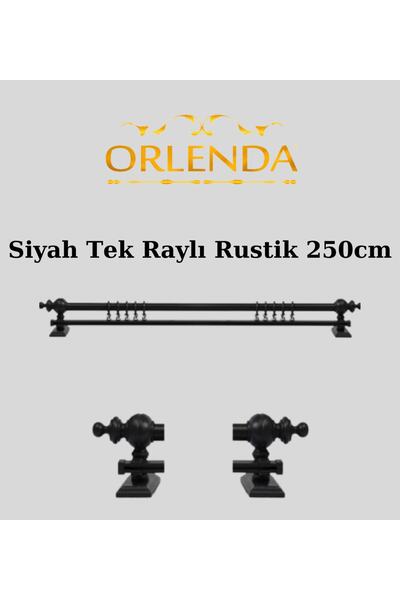 Orlenda Umeraș pentru perdea rustic din lemn negru - țeavă rustică cu o singură șină 250 cm
