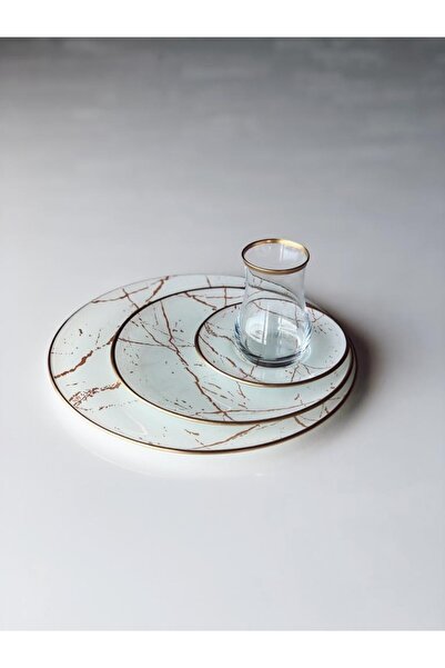 GÜRCÜGLASS Beyaz Mermer 24 Prç Set