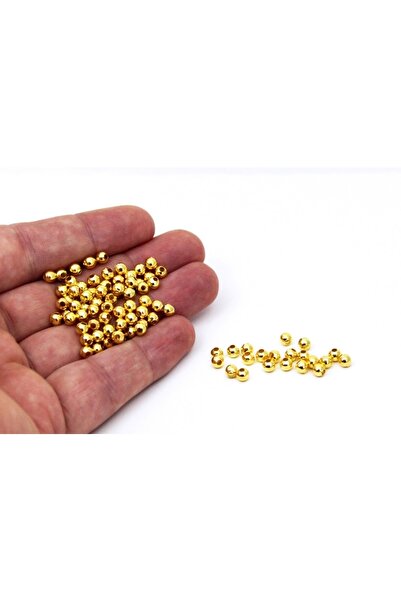 yfhobi 4 Mm Sarı Kaplama Metal Boncuk, Demir Boncuk, 10 Gram (80-90 Adet Arası )