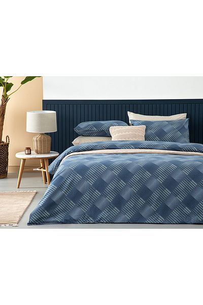 English Home Σετ Παπλωματοθήκη Βαμβακερό Διπλό Σετ 200x220 εκ. Navy Blue