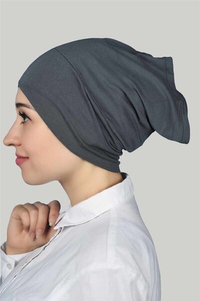 Altobeh Cross Outer Hijab Cap Combed Cotton - Smoked
