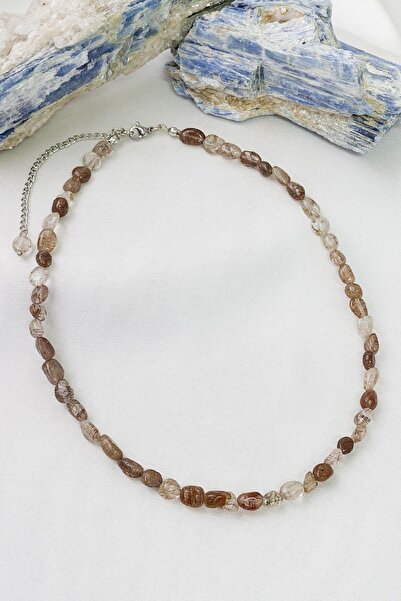 Dünya Doğal Taş قلادة من حجر الكوارتز الروتيل