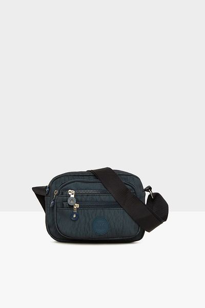 Bagmori Navy Blue Women's Multi-Zip Bag with Snap Pocket M000007710