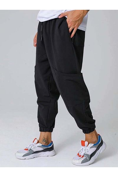 DARK AND BRIGHT Men's Bottom Sweatpants Side Pocket Loose Trousers Winter Sweatpants