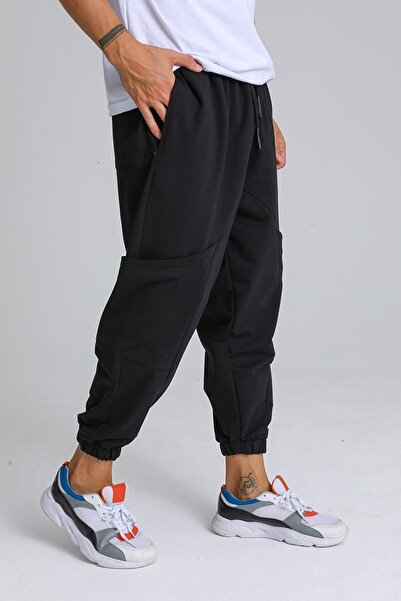 DARK AND BRIGHT Men's Bottom Sweatpants Side Pocket Loose Trousers Winter Sweatpants