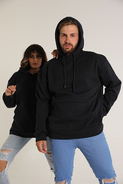 S&S Giyim Unisex Lover Wife Combination Double Oversize Hooded Pocket Three Thread 2-Piece Sweatshirt