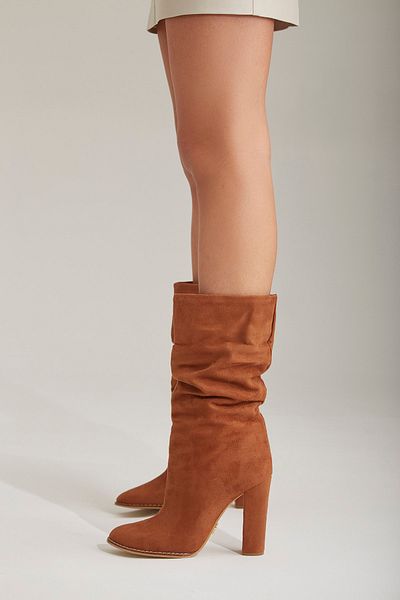AYAKKABI PRENSİ Senza Bellows Suede Tan Suede 10 cm Γυναικείες Μπότες & Μποτάκια, Ψηλοτάκουνα