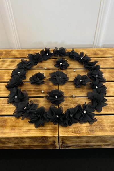 ZEYMERADE منديل العريس الأسود، مزين بزهور ليزر ثلاثية الأبعاد وأحجار لامعة، م...