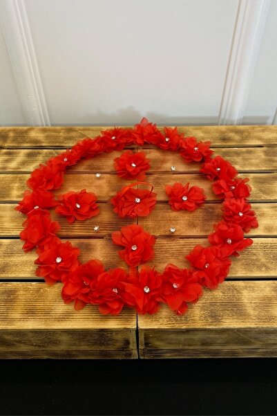 ZEYMERADE منديل العروس والعريس الأحمر مع زهور ليزر ثلاثية الأبعاد وأحجار لامع...