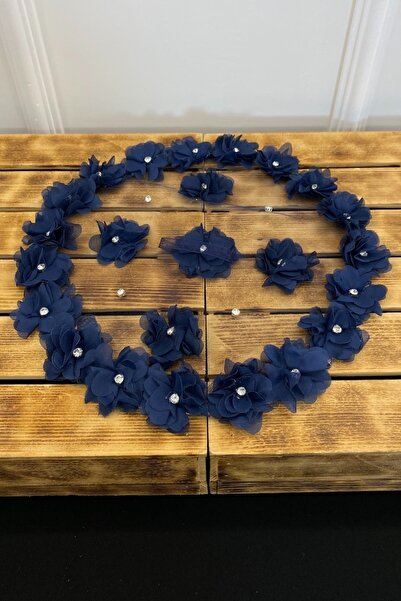 ZEYMERADE منديل العريس باللون الأزرق الداكن، مزين بزهور ليزر ثلاثية الأبعاد و...