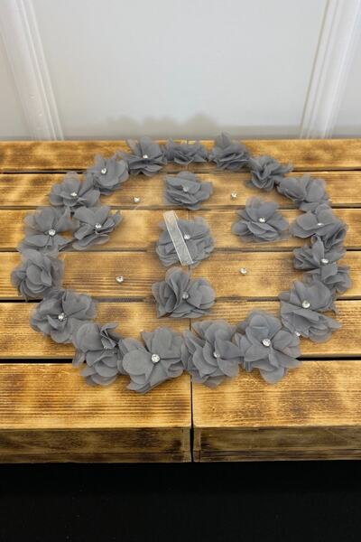 ZEYMERADE منديل العروس والعريس باللون الرمادي، مزين بزهور ليزر ثلاثية الأبعاد...