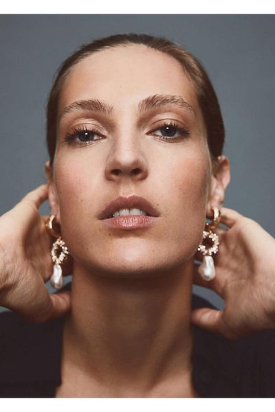 MANGO Woman Κρυστάλλινα σκουλαρίκια Pearl Look
