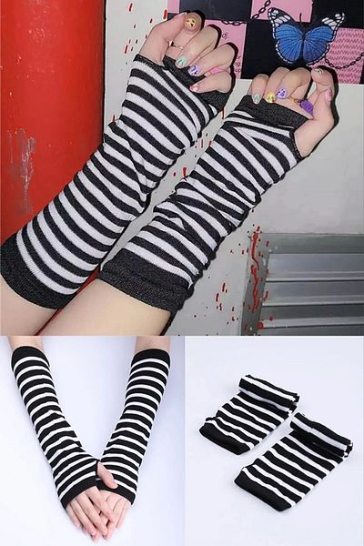 İYİ MODA Black and White Striped Sleeve