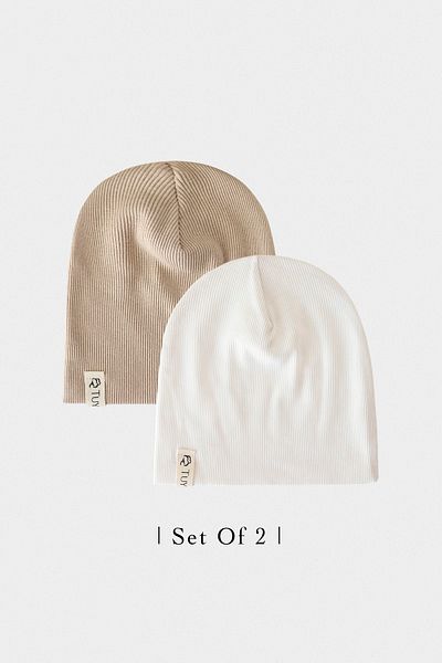 Doğan Collection Camel - Ecru 2-Piece Rib Beanie