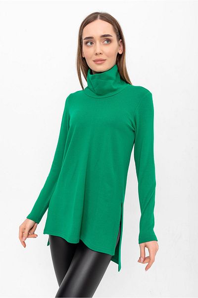 Laranor Pulover verde cu gât țesut cu fante