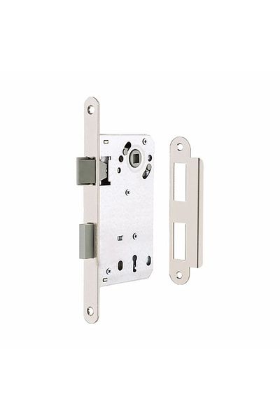 Hafele Nickel Matte Door Lock - Plastic Tongue, Silent, Room Type, 50/18 Right/Left Compatible
