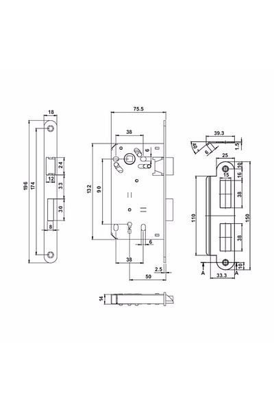 Hafele Nickel Matte Door Lock - Plastic Tongue, Silent, Room Type, 50/18 Right/Left Compatible