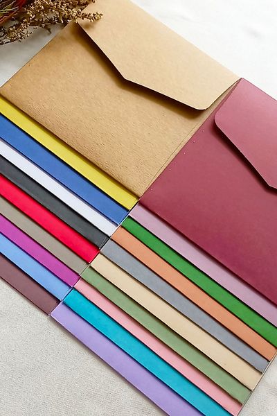 Dekorden 15x15 Cm Mixed Color Square Luxury Invitation Envelope - 100 Pieces