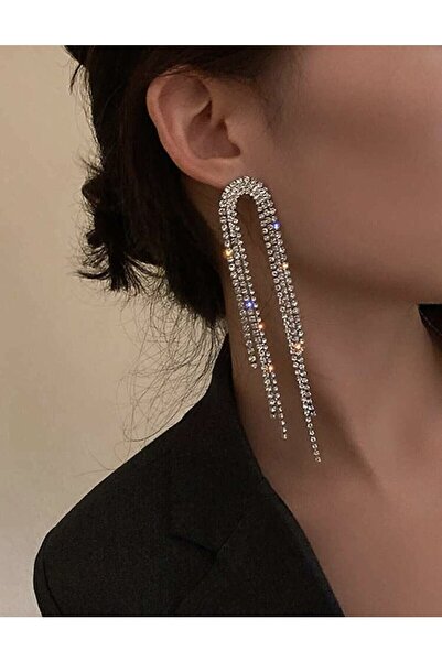 İlraysa Taşlı Püsküllü Sallantılı Abiye Küpe